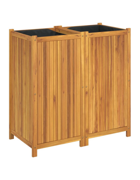 Fioriera Giardino con Rivestimento 100x50x100cm Massello Acacia