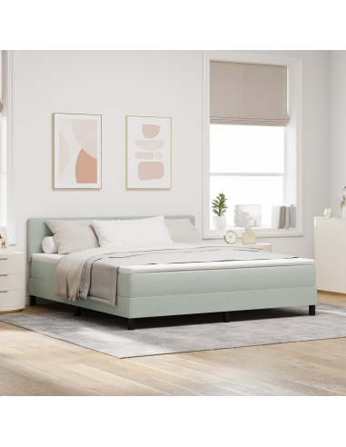 Letto a Sorgente LED con led Grigio chiaro 180 x 200 cm Velluto