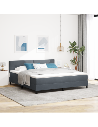 Letto a Sorgente LED con led Grigio scuro 180 x 200 cm Velluto