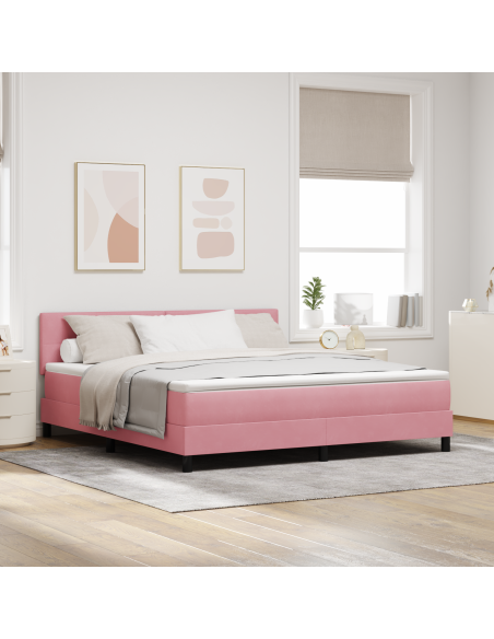 Letto a Sorgente LED con materasso Rosa 180 x 200 cm Velluto