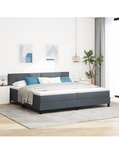 Letto a Sorgente LED con led Grigio scuro 200 x 200 cm Velluto