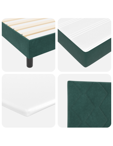 Letto a Sorgente LED con led Verde Scuro 90 x 190 cm Velluto