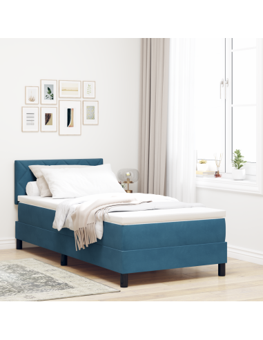 Letto a Sorgente LED con led Blu Scuro 90 x 200 cm Velluto