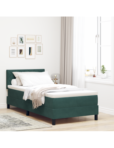 Letto a Sorgente LED con led Verde Scuro 100 x 200 cm Velluto
