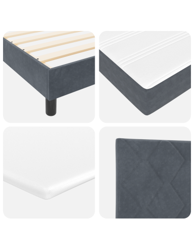 Letto a Sorgente LED con led Grigio scuro 120 x 190 cm Velluto