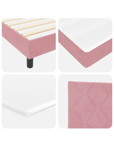 Letto a Sorgente LED con materasso Rosa 120 x 190 cm Velluto