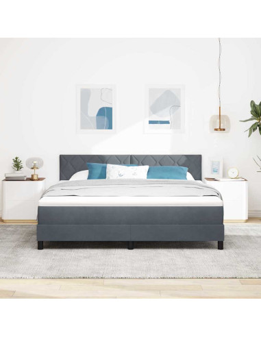 Letto a Sorgente LED con led Grigio scuro 180 x 200 cm Velluto