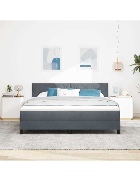 Letto a Sorgente LED con led Grigio scuro 180 x 200 cm Velluto