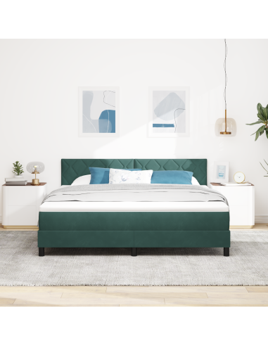 Letto a Sorgente LED con led Verde Scuro 180 x 200 cm Velluto