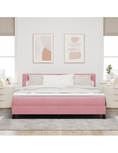 Letto a Sorgente LED con materasso Rosa 180 x 200 cm Velluto