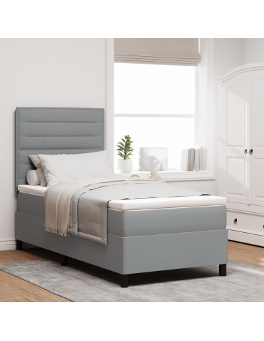 Letto a molle con materasso Grigio chiaro 90 x 190 cm Tessuto