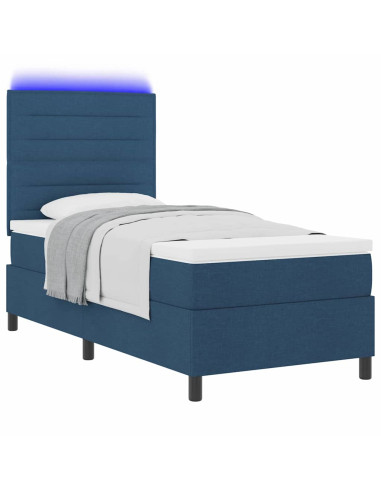 Letto a molle con materasso con led Blu 100 x 200 cm Tessuto