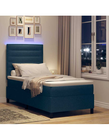 Letto a molle con materasso con led Blu 100 x 200 cm Tessuto