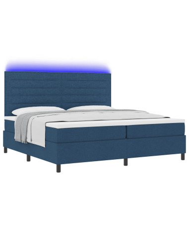 Letto a molle con materasso con led Blu 200 x 200 cm Tessuto