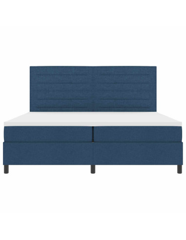 Letto a molle con materasso con led Blu 200 x 200 cm Tessuto