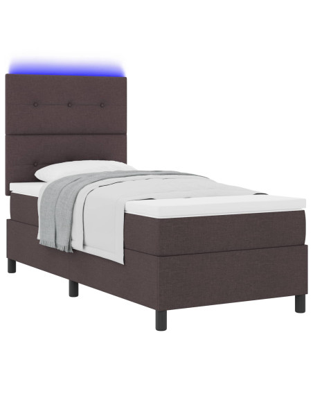 Letto a molle con materasso Marrone scuro 80 x 200 cm Tessuto