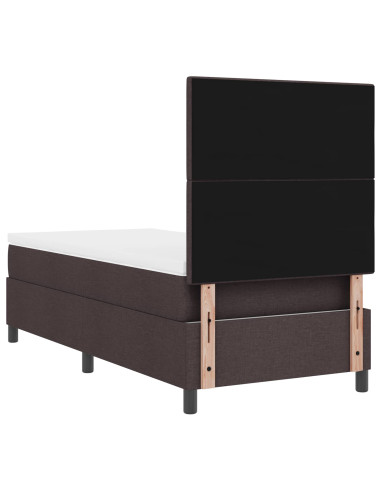Letto a molle con materasso Marrone scuro 80 x 200 cm Tessuto