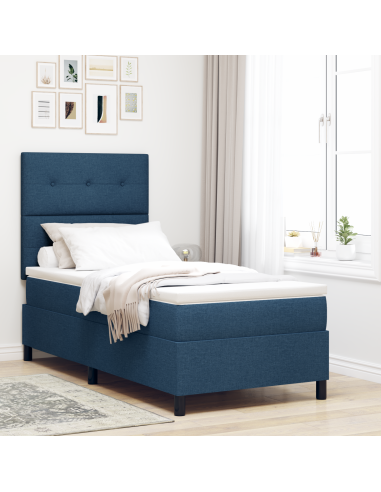 Letto a molle con materasso con led Blu 100 x 200 cm Tessuto