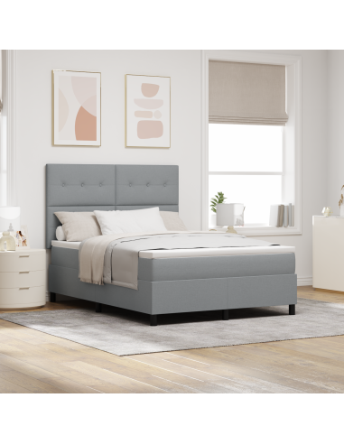 Letto a molle con materasso Grigio chiaro 140 x 190 cm Tessuto