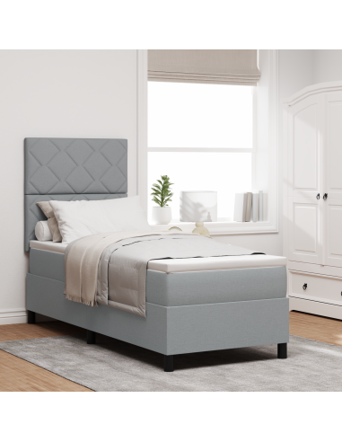 Letto a molle con materasso Grigio chiaro 80 x 200 cm Tessuto