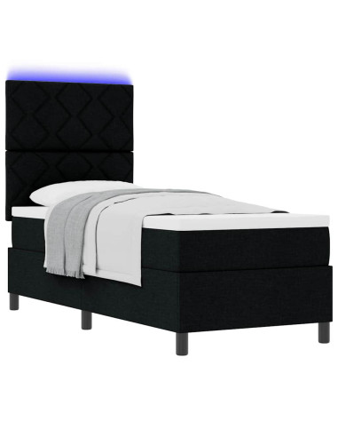Letto a molle con materasso con led Nero 80 x 200 cm Tessuto
