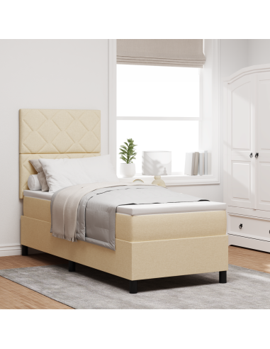 Letto a molle con materasso con led Crema 80 x 200 cm Tessuto