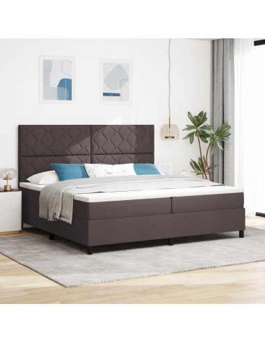 Letto a molle con materasso Marrone scuro 200 x 200 cm Tessuto