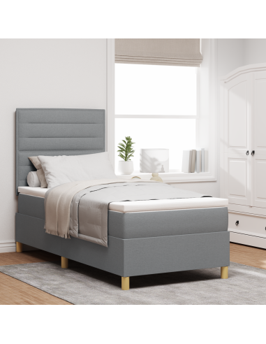 Letto a Sorgente LED Grigio chiaro 80 x 200 cm Tessuto