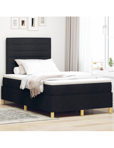 Letto a Sorgente LED con materasso Nero 120 x 200 cm Tessuto