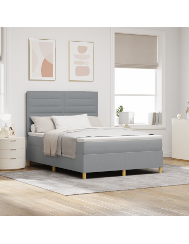 Letto a Sorgente LED Grigio chiaro 140 x 190 cm Tessuto