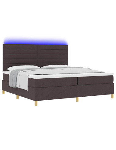 Letto a Sorgente LED Marrone Scuro 200 x 200 cm Tessuto