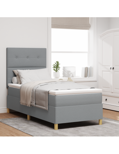 Letto a Sorgente LED Grigio chiaro 80 x 200 cm Tessuto