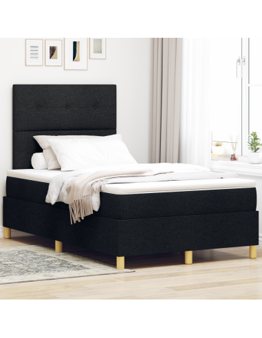 Letto a Sorgente LED con materasso Nero 120 x 190 cm Tessuto