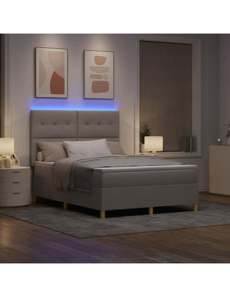 Letto a Sorgente LED con materasso Talpa 140 x 190 cm Tessuto