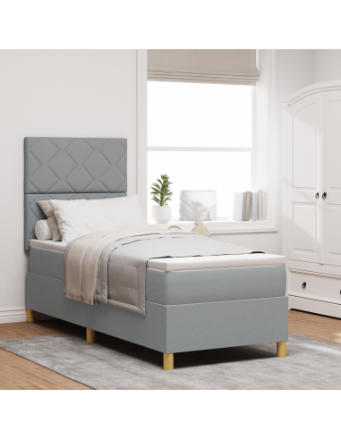 Letto a Sorgente LED Grigio chiaro 80 x 200 cm Tessuto