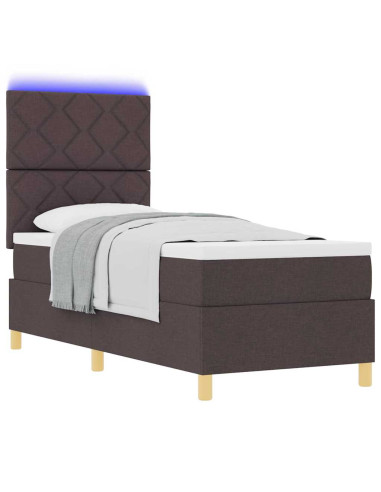 Letto a Sorgente LED Marrone Scuro 80 x 200 cm Tessuto