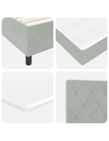 Letto a Sorgente LED Grigio chiaro 80 x 200 cm Tessuto