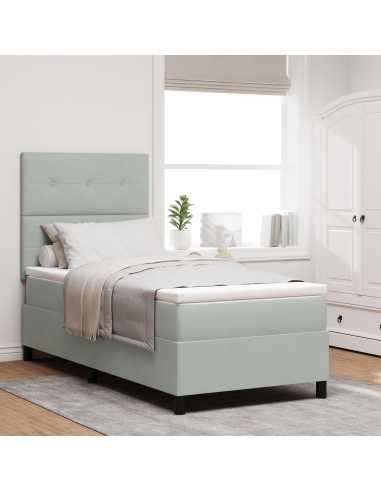 Letto a Sorgente LED Grigio chiaro 80 x 200 cm Tessuto