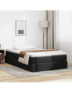 Letto con contenitore e materasso Nero 120 x 190 cm