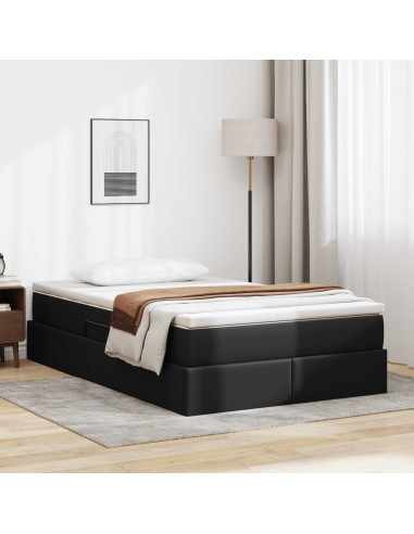 Letto con contenitore e materasso Nero 120 x 190 cm