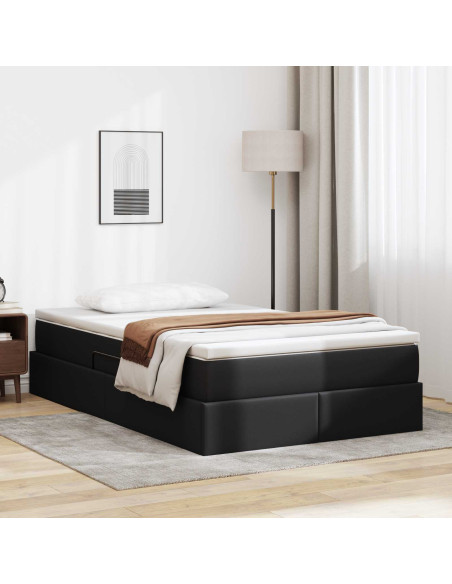 Letto con contenitore e materasso Nero 120 x 190 cm