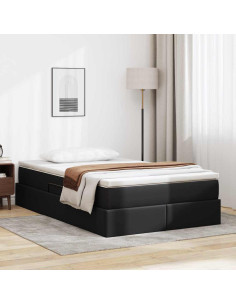 Letto con contenitore e materasso Nero 120 x 200 cm
