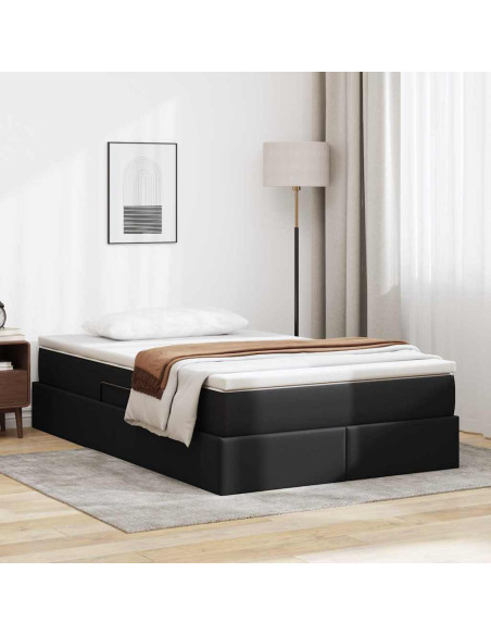 Letto con contenitore e materasso Nero 120 x 200 cm
