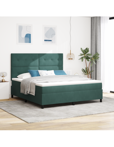 Letto a Sorgente LED Verde Scuro 180 x 200 cm Tessuto