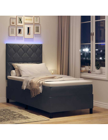 Letto a Sorgente LED Grigio scuro 90 x 190 cm Tessuto