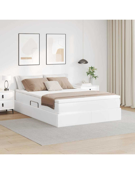 Letto con contenitore e materasso Bianco 140 x 190 cm
