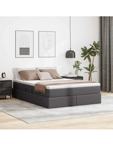 Letto con contenitore e materasso Grigio 140 x 190 cm