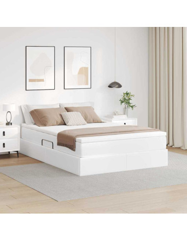 Letto con contenitore e materasso Bianco 140 x 200 cm