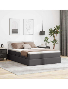 Letto con contenitore e materasso Grigio 140 x 200 cm