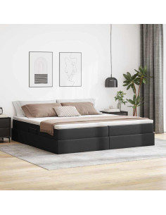 Letto con contenitore e materasso Nero 200 x 200 cm